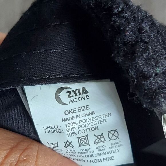 Zyia Active Hat Black Sherpa Gray suede Bill Adjustable Strapback Cap - Picture 6 of 6